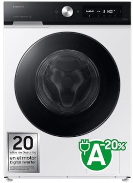 Samsung WW90DB7U94GEU3 - Lavadora AI EcoBubble, Inteligencia Artificial y SmartThings, 9 kg, A-20% con Super Speed 39, Autodosificador, Color Blanco