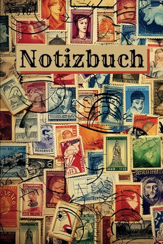 Notizbuch Briefmarken Motiv: Liniert. 120 Seiten. 60 Blatt. DIN A5