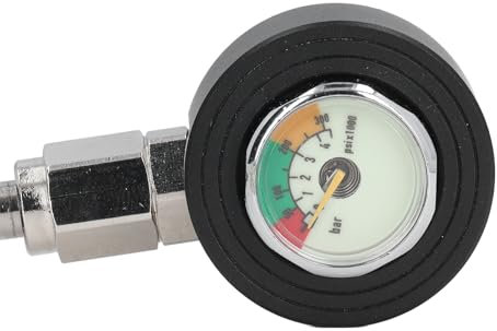 Fabater Manometro, Manometro e Profondimetro per Immersioni Subacquee con Tubo Ad Alta Pressione, Misuratore di Pressione Compatto, Mini SPG con 300 Bar per Regolatore BCD (15 cm)