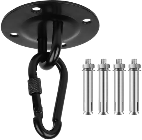 Huanmin Fixation de balançoire - Charge maximale : 400 kg - Fixation hamac - Pivotant à 180° - En acier inoxydable - Pour crochet de plafond, fauteuil suspendu, balançoire d'amour, suspension, hamac,