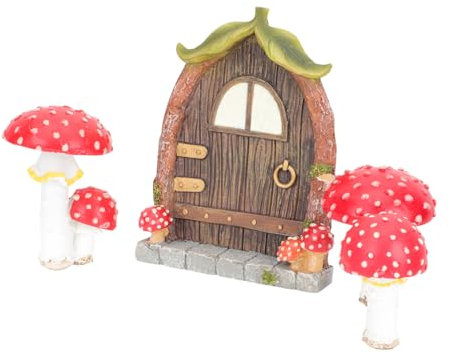 Sosoport Miniaturen Leuchtende Resin Pilz Tür-deko Garten Feengarten Zubehör Mini Scene Prop Kreative Outdoor-Dekoration Für Terrasse Und Zimmer