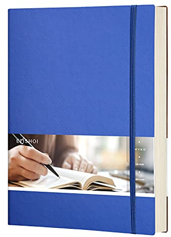 EMSHOI B5 Notizbuch Bullet Dotted Journal - 19 x 25 cm großer Leder-Notizblock mit Haftnotizen, 192 nummerierte Seiten, 100 g/m² Punktrasterpapier, Softcover, für Frauen und Männer, Zeichenarbeiten -