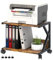 2-Ebene Druckerständer, Druckertisch mit arretierbaren Rädern, mobiler Druckerwagen, Druckerhalter Industrie-Design, Drucker Stand für Büro, Zuhause, Schule, Fax, Kopierer, Scanner (Holzfarbe)