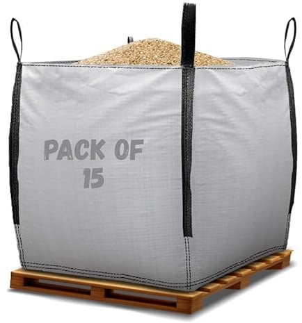 Primes DIY PREMIUM GRADE 1 Ton FIBC Bulk Jumbo Bags, Bulk bag Extra Large for Builders Garden waste, Heavy Duty, Industrial Woven Material, Storage Sack with Lifting Handles (85x85x85cm)(15 Pack)