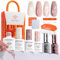 Modelones Gel Nail Kit with UV Lamp, 4 Colors Gel Nail Polish Kit Mini Salon, Base &Top Coat and Stickers, Milky White Nude Pink Glitter Gel Polish Set DIY Home Nail Art Manicure Set for Women