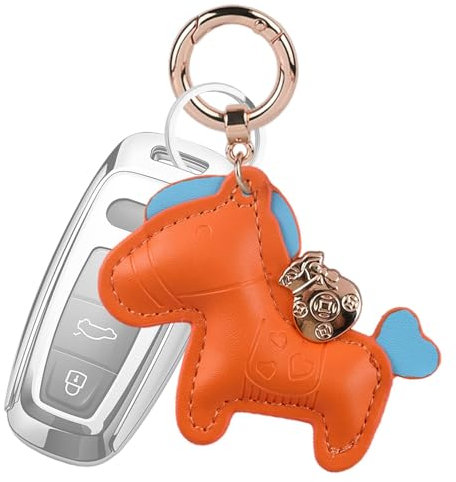 Lnhgh Porte-clés cheval en cuir, porte-clés cheval, porte-clés animal en cuir PU de dessin animé - Accessoires de sac à la mode mignons, porte-clés polyvalents pour cartable, téléphone portable,