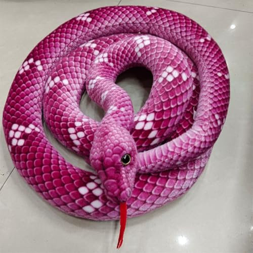 champracer PlüSchschlange Schlange GefüLlt Realistische PlüSchschlange, 200 cm Als Kuscheltier und Dekoration Geschenk für Kinder (200 cm,Rose)