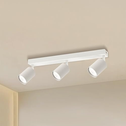 Zedelmaier Deckenstrahler Deckenleuchte 3 Flammig GU10 LED für Wohnzimmer Schlafzimmer Arbeitszimmer Schwenkbar 350°ohne Leuchtmittel Weiß