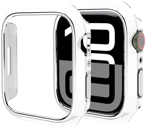 Miimall Hard PC Gehäuse Kompatibel mit Apple Watch Series 11/10 Schutzhülle, Ultradünne Kratzfestes Leichtgewicht Cover für 42MM iWatch 11/10 Case Damen,Weiß + Silber