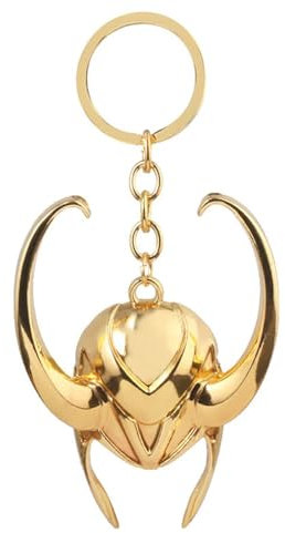 ESHINEDE Loki Goldener Helm Schlüsselanhänger Metall Herren Anhänger Schlüsselanhänger, gold, One size