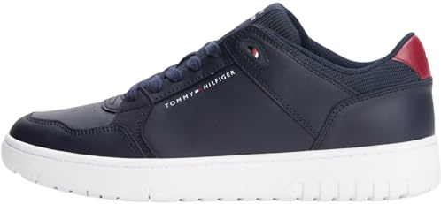 Tommy Hilfiger Herren Basketball Sneaker aus Leder, Blau (Desert Sky), 44