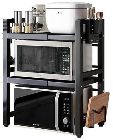 Soporte ajustable para microondas para encimera de cocina con estante extensible. Organiza tu cocina con este estante ajustable para horno microondas y ahorra espacio en la encimera