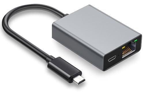 YEZriler Ethernet Adapter for Fire TV Stick, Micro USB to RJ45 Ethernet Adapter Compatible with Fire TV Stick/4K/4K Max, Cube, Chromecast Ultra Audio - Grey