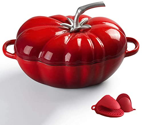 Pot de cuisine en céramique Pot en fonte avec couvercle Fonte émaillée Four hollandais, poêle de cuisson sans bâton Pot le four hollandais, tomate en fonte pour viandes et légumes à cuisson lente,