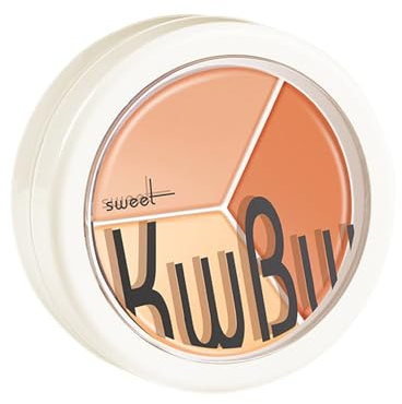 Tri-Color Concealer Cream,3-in-1 Full Coverage Contour Palette,Color Corrects Dark Circles Spots & Blendable,Natural Looking,Matte Foundation Lightweight,Waterproof Long Lasting,Covers Oil-Free