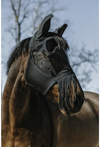 Equithéme Masque anti-mouches avec franges Noir Taille M