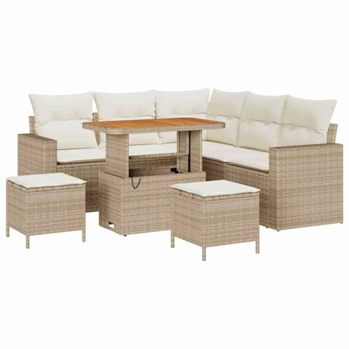 vidaXL Garten-Sofa-Set 8 pcs Beige Poly-Rattan, Moderne Gartenmöbel für gemütliche Lounges, entspannte Rückzüge, lockeres Beisammensein, Sommervergnügen