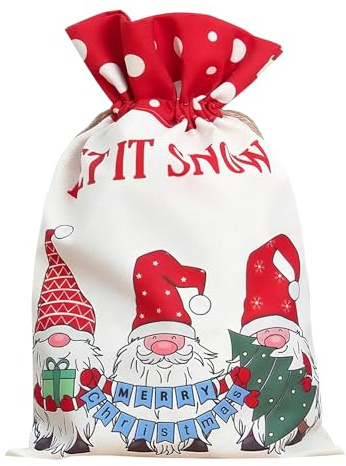 TAIYOU Weihnachtssäcke Weihnachtsmann Sack 35 x 50 cm Große Weihnachtssäcke aus Jute Weihnachtsbeutel aus Jute mit Kordelzug Groß Geschenktüten zum Verpacken von Geschenken