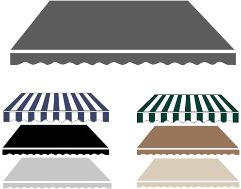 Einziehbar Markisenbespannung Markisenstoff Mit Volant 2.0m 2.5m 3.0m 3.6m 4m 5m, Ersatzstoff für Terrassenmarkise für Balkon, Markisenstoff Wasserdichtes(Grau,300x200cm)