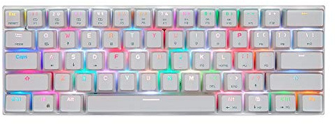 FOELANNE Clavier Gaming, Clavier mécanique 61 Touches, rétroéclairage RVB Double Mode, Interrupteur Bleu ou Rouge, Blanc ou Noir(Black,Blue Switch)
