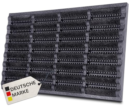 NYVI Outdoor Fußmatte KokosGUARD 45x75 cm Schwarz - Wetterfest, rutschfest, Robust - Fußabtreter mit Kokosbürsten - Schmutzfangmatte für Außen & Innen - Türmatte aus Gummi & Kokos - Gummi Kokosmatte