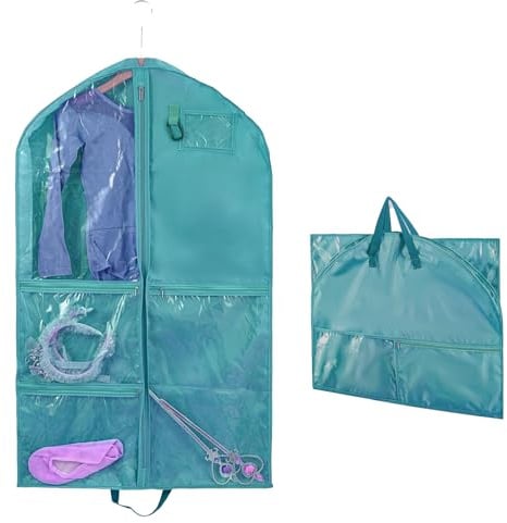 Kinder Kleidersäcke mit 5 Taschen,Faltbare Frauen Kinder Kleidersack Kurz Hängen Kleiderschutzhülle Garment Bag Einfach Organisation für Tänzer,Aufführungen,Wettbewerbe,Schönheitswettbewerbe,Reisen