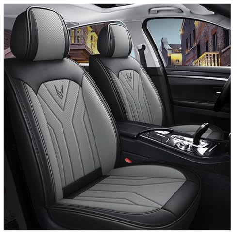 DINGQINGYUN Autositzbezüge Set für Toyota RAV4 (XA50) 5. Gen 2020-2025, Leder Autositzbezug Komplettset, Aus Premium Leder + Einzigartigem Design 5-Sitzer Sitzbezüge(Black Grey)