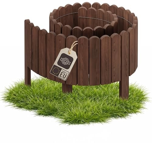 be4nature Flexible Wooden Garden Border 10 x 200 cm Dark Brown pressure treated roll border lawn edging decorative garden fence palisade bed edging