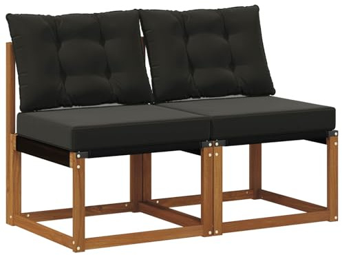 vidaXL 2 STK. Outdoor Mittelsofa Massivholz Akazie und Textilene Stoff
