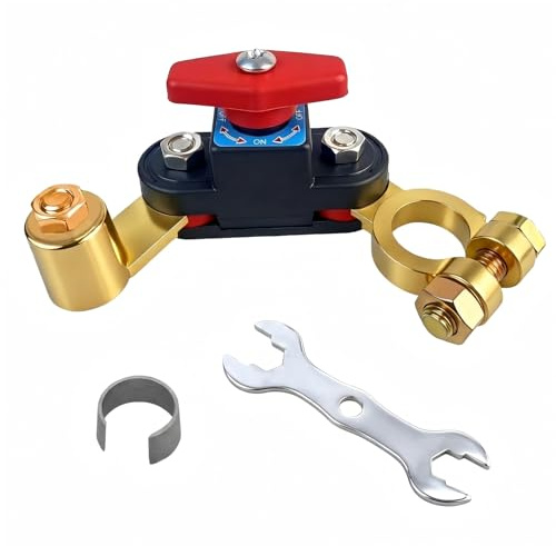 KEUPOK Coupe-Circuit de Batterie Rotatif 12V-24V | Cuivre Pur Épaissi, Interrupteur d'Arrêt Réglable, Pour Voitures, Camping-cars, Bateaux