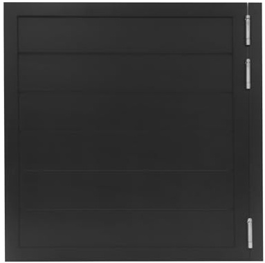 Puerta plegable de madera negra – madera de pino/acero inoxidable, apertura por ambos lados, función de cierre automático, para salón o cocina