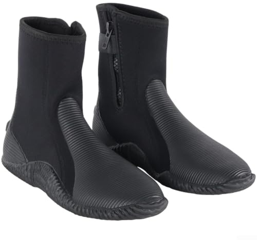 Stivali da sub alti per uomo e donna, scarpe da muta in neoprene da 5 mm con cerniera YKK, gomma antiscivolo per suola per snorkeling, calzature per acqua fredda, nuoto, kayak, surf, nero