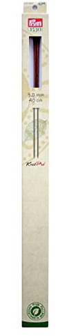 Prym 40 cm x 3 mm Single Pointed Knitting Pins with Knob, Natural