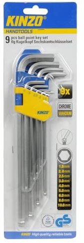 Kinzo Sechskantschlüssel Satz 9tlg. 1,5-10mm CR-V Kugelkopf