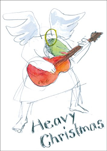 Kartenkaufrausch Rockige Weihnachtskarte mit Engel an der E-Gitarre: Heavy Christmas • auch direkt Versand mit Einleger • als liebevolle Weihnachtspost zum Jahreswechsel für Familie und Firma
