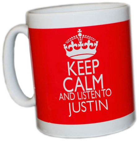 Keep Calm Mug (Listen to Justin Bieber)