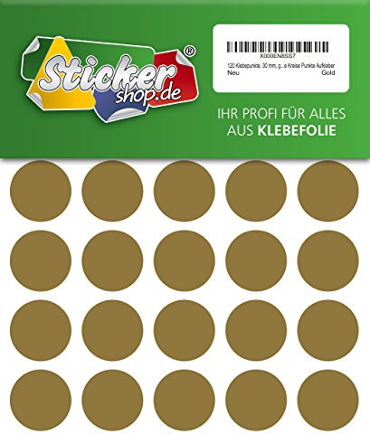 120 Klebepunkte, 30 mm, gold, aus PVC Folie, wetterfest, Markierungspunkte Kreise Punkte Aufkleber