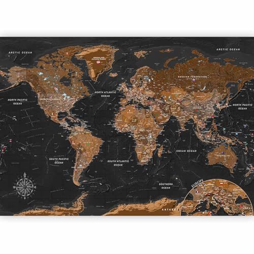 murando - Papier Peint Panoramique Intissé, Carte du Monde, 250x175 cm | Fabrication EU, Tapisserie Murales Papier Peint, Revêtement Mural, Papiers Peints, Poster Mural, Drapeaux, Décoration