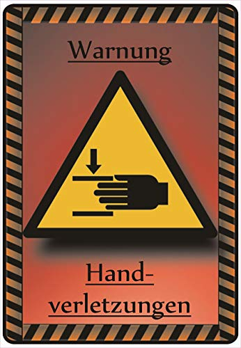 Schild Hinweisschild Hinweis Warnung Handverletzungen Verletzung Achtung SOS