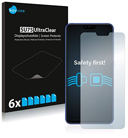 savvies Protector Pantalla para Xiaomi Mi 8 Lite (6 Unidades) Película Ultra Transparente