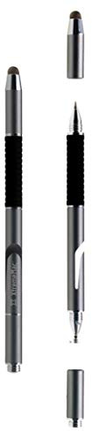 XtremeMac 3-in-1 Stylus Eingabestift mit Mikrofaserspitze, Präzisions-Disc und Kugelschreiber (Space Grey)