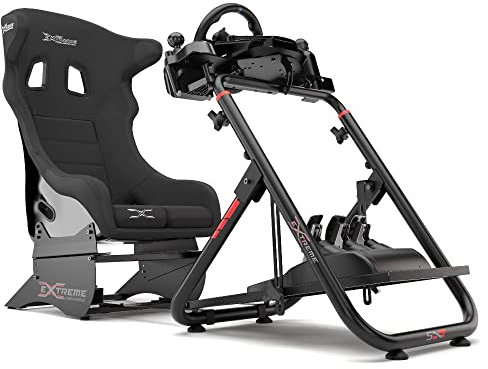 Extreme Sim Racing Wheel Stand Cockpit SXT V2 Racing Simulator - Black Edition For Logitech G25, G27, G29, G920, Thrustmaster And Fanatec - Heavy Dutty and Foldable
