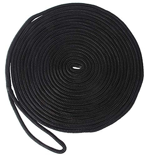 Double Braided Nylon Dock Lines - Premium Mooring Line Anchor Rope for Boats (L: 16.5 Ft/ 25 Ft/ 50Ft, D: 3/8, 1/2, 5/8, Eyelet: 12)