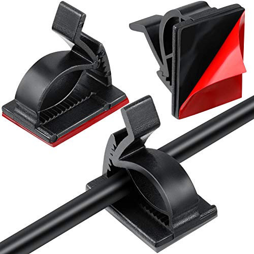 60 Stücke Mini Outdoor Kabel Clips mit Klebebändern Lichter Clips Dekoration Klemme Selbstklebende Haken Drahthalter für Lichterketten (Schwarz)