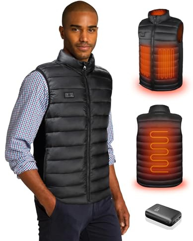 Loowoko Heated Vest for Men with Battery Pack Included, Rechargeable Electric Heating Jacket Coat, Lightweight Warming Vests