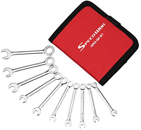 SPEEDWOX Mini Combination Wrench Set SAE Ignition Wrenches 10 Pcs Mini Wrench Set Standard 5/32-7/16 Open and Box End Small Wrench Set with Portable Canvas Bag for Assembling Furniture