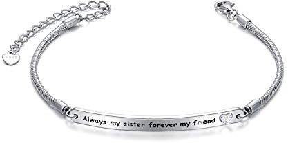 AOBOCO Sterling Silber 925 Schwester Armband, Schwester Geschenk für Schwester