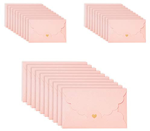 ASFINS Enveloppe Rose, 30 Pièces Enveloppe Kraft Enveloppe Faire Part, Enveloppe avec Coeur, pour Mariage de Cartes, Fournitures de Fête dAnniversaire, 17,4 x 11 cm (M)