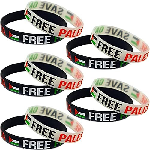 Free Palestine Bracelet, Save Gaza, Bracelet en Caoutchouc de Silicone Drapeau Palestine, décoration Palestine Gaza, Rubber Wristband Bracelets Adjustable Charms Cuff Bangle