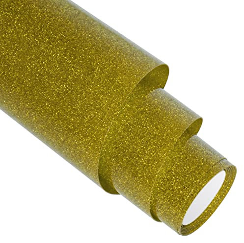 BOSADA Heat Transfer Vinyl 12 x 40 inches Glitter HTV Iron on Transfer Paper for DIY Clothing,Logo,Hat,Fabric (Glitter Gold)